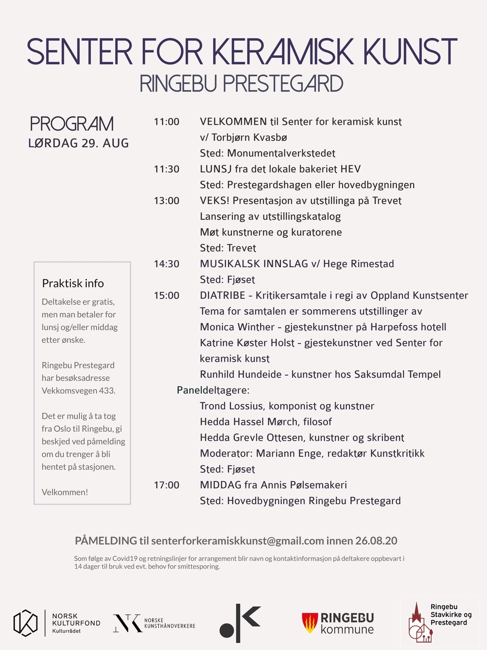 Program 29.august Senter for keramisk kunst